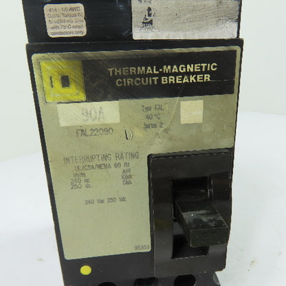 Square D FAL22090 90A 2-Pole Thermal-Magnetic Circuit Breaker 240VAC 250VDC