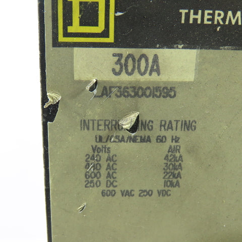 Square D LAL363001595 Thermal-Magnetic Circuit Breaker 300A 600VAC 3-Pole
