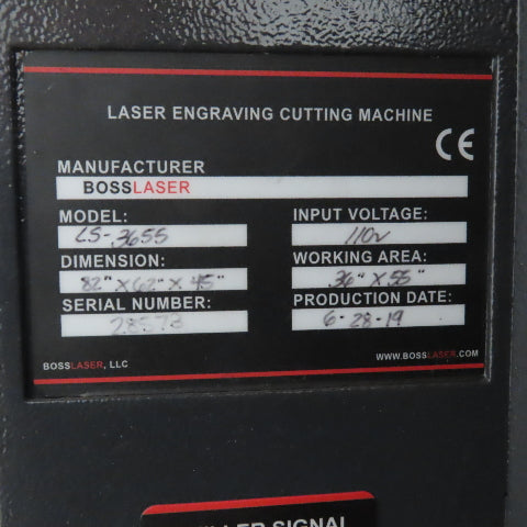BOSS LASER LS3655 CO2 Laser Engraver Cutter Machine 1Ph 110V 36" x 55" Work Area
