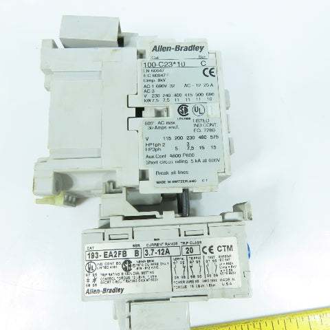Allen-Bradley 100-C23*10 Contactor 120VAC Coil with 193-EA2FB 3.7-12A Trip