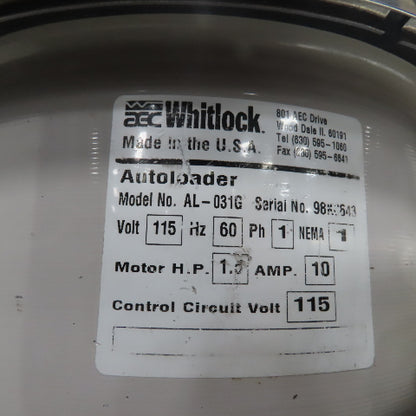 Whitlock AL-031G Vacuum Loader W/Hopper & Dryer Assembly 1.5HP 115V 1Ph