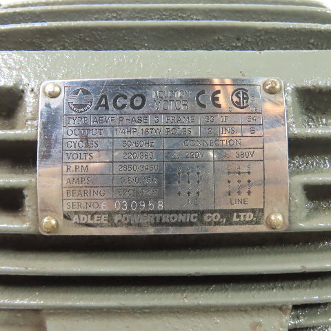 Adlee Powertronic AEVF 1/4HP Electric Motor 220/380V 2850/3450RPM 3Ph 63 Frame