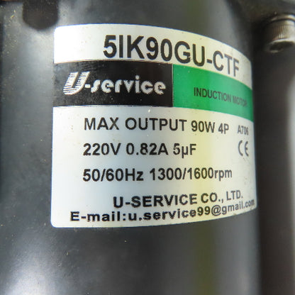 Oriental Motor 5IK90GU-CTF 90W Electric Motor 220V 1300/1600RPM 5uF