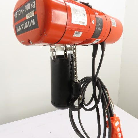 CM Lodestar Model F 1/2Ton 1000LB Electric Chain Hoist 20'Lift 16FPM 230/460 3Ph
