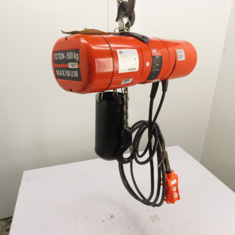 CM Lodestar Model F 1/2Ton 1000LB Electric Chain Hoist 20'Lift 16FPM 230/460 3Ph