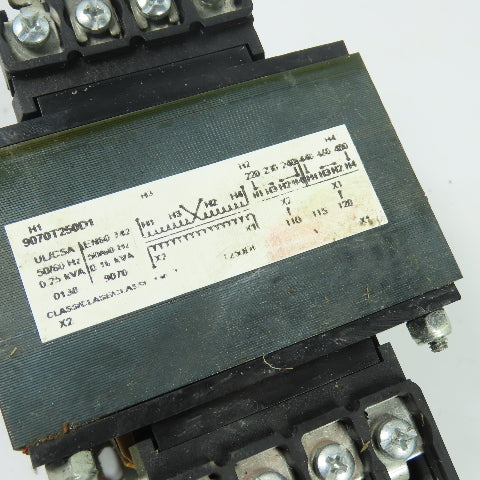 Square D 9070T250D1 Control Transformer 0.25 KVA 220/480 Pri 110/120V Sec