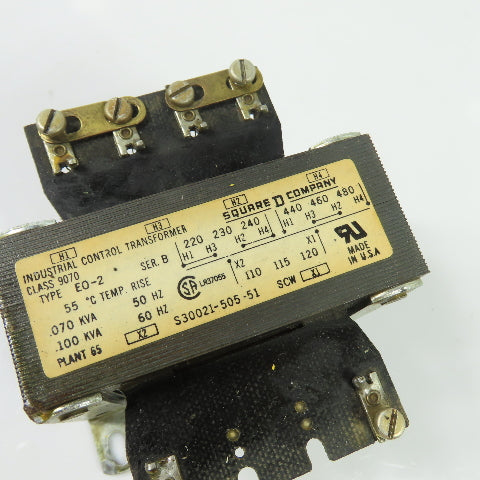 Square D S30021-505-51 9070 Type EO-2 Transformer 0.1kVA 220/480V Pri 120V Sec