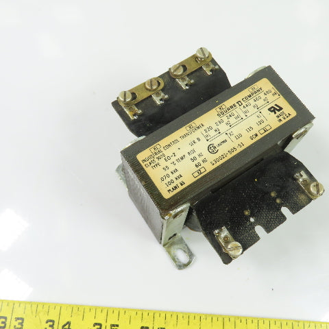 Square D S30021-505-51 9070 Type EO-2 Transformer 0.1kVA 220/480V Pri 120V Sec