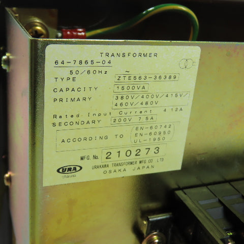 Urakawa ZTE563-36389 Control Transformer 1500VA 380V-480V Pri 200V Sec 1Ph