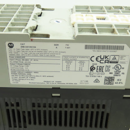 Allen-Bradley 25B-D010N104 PowerFlex 525 5HP/4.0kW VFD Drive Ser A FW 7.001