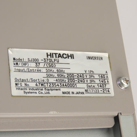 Hitachi SJ300-370LFU Inverter Drive VFD 37kW 50HP 200-240V 3Ph