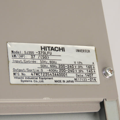 Hitachi SJ300-370LFU Inverter Drive VFD 37kW 50HP 200-240V 3Ph