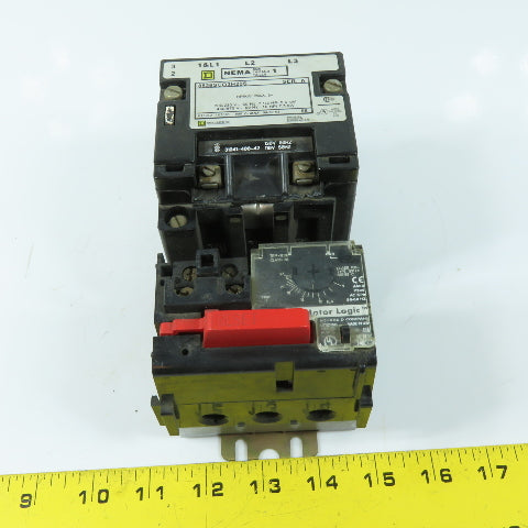 Square D 8536SCO3H20S NEMA Size 1 Motor Starter 600V 9-27A Overload 120V Coil
