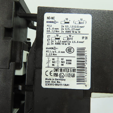Siemens 3RT1023-1A Sirius 3-Pole Motor Starter Assembly W/ 3RU1126 -1CB0 Relay