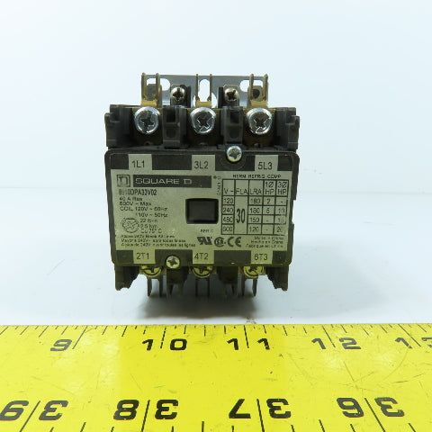 Square D 8910DPA33V02 Definite Purpose Contactor 3-Pole 30A FLA 40A 120VAC Coil