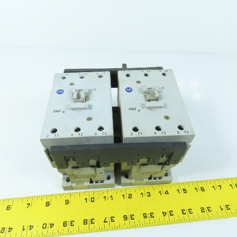 Allen-Bradley 100-C60*00 Reversing Contactor 60A 100-S Auxiliary 110-120V Coils
