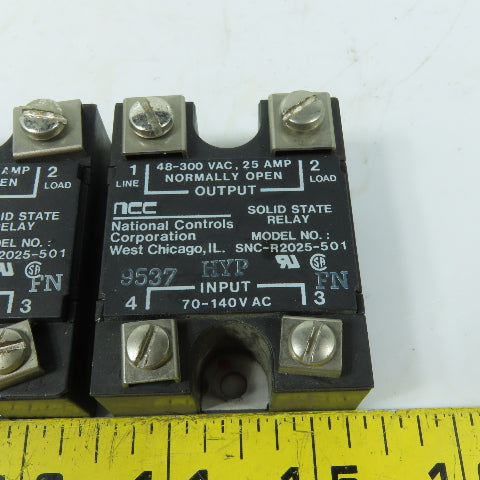 NCC SNC-R2025-501 Solid State Relay 25A 48-300VAC Lot of 2