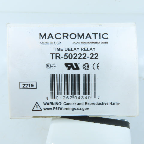 Macromatic TR-50222-22 ON Delay Time Delay Relay 120V AC/DC 0.1-10 Min