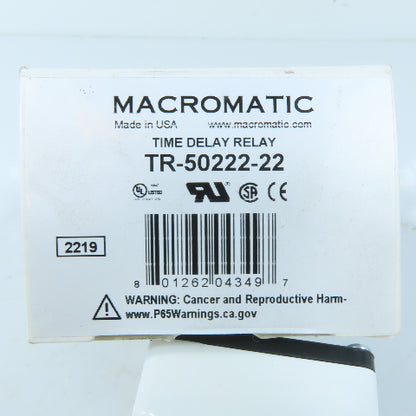 Macromatic TR-50222-22 ON Delay Time Delay Relay 120V AC/DC 0.1-10 Min