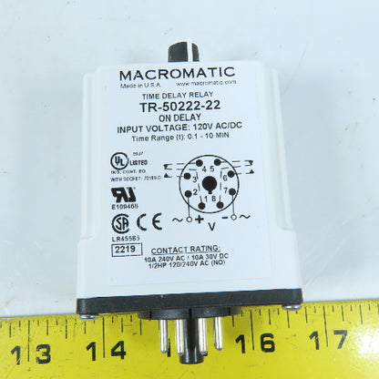 Macromatic TR-50222-22 ON Delay Time Delay Relay 120V AC/DC 0.1-10 Min