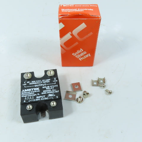 NCC SNC-R2025-507 Solid State Relay 25A 48-300VAC 3-30V AC/DC Input