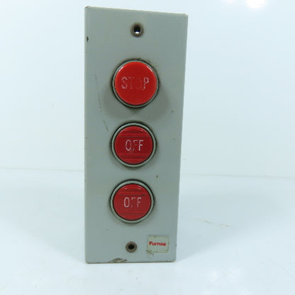 Furnas 50MA3AAA 3-Button Pushbutton Station Enclosure STOP OFF OFF 600V
