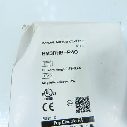 Fuji Electric BM3RHB-P40 Manual Motor Starter 0.25-0.4A 5.2A Magnetic Release