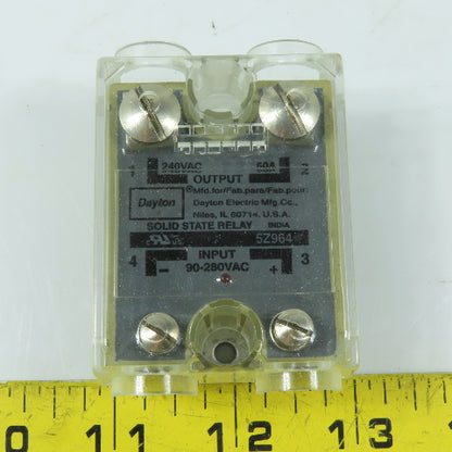 Dayton 5Z964 Solid State Relay 50A 240VAC Output 90-280VAC Input