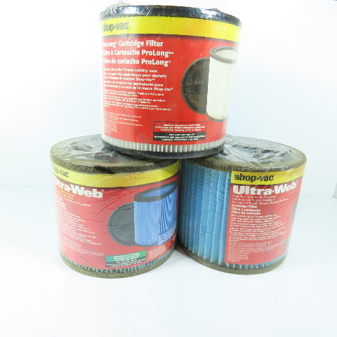 Shop-Vac Type U X 90350 Pleated Filters For 5 Gallon Wet/Dry Vac Lot Of 3
