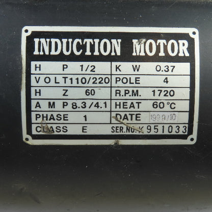 1/2HP Electric Induction Motor 110/220V 1Ph 1720RPM