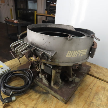 Warren Vibratory Parts Feeder 24" ID x 7" Deep Bowl 1Ph 115V W/ Controller