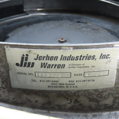 Jerhen Industries Vibratory Parts Feeder 24" ID x 7" Deep Bowl 1Ph 115V