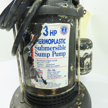 Wayne Water 1/3HP Thermoplastic Submersible Sump Pump 120V 1PH 9.5A Tested USA