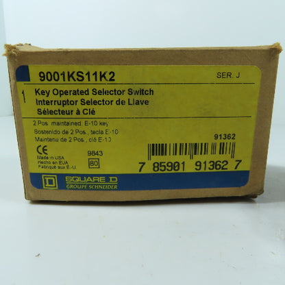 Square D 9001KS11K2 Key Operated Selector Switch 2 Position Maintained E-10 Key