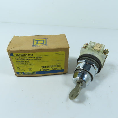 Square D 9001KS11K2 Key Operated Selector Switch 2 Position Maintained E-10 Key