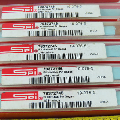SPI 19-078-5 Individual Pin Gage .078"- Lot Of 10