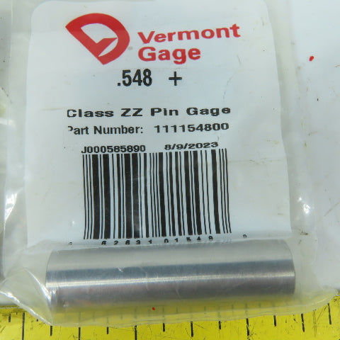 Vermont Gage Class ZZ Individual Pin Gage .548+ Lot Of 2