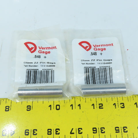 Vermont Gage Class ZZ Individual Pin Gage .548+ Lot Of 2