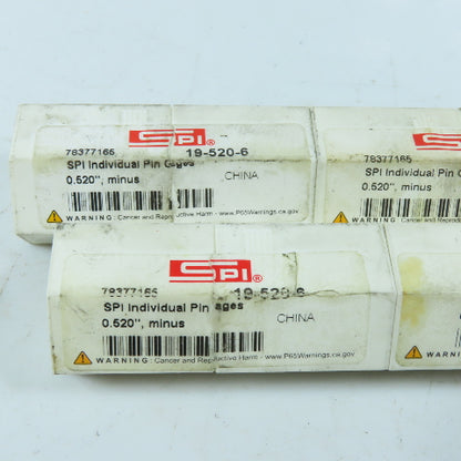SPI 19-520-6 Class ZZ Individual Pin Gage 0.520"-Minus Lot Of 5