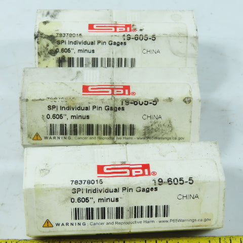 SPI 19-605-5 Class ZZ Individual Pin Gage 0.605"- Lot Of 3