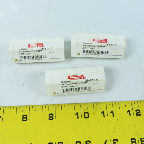 SPI 29-671-5 Class ZZ Individual Pin Gage 0.671"+ Lot Of 3