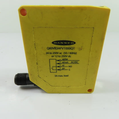 Banner Q60VR3AFV1000Q1 Adjustable Field Photoelectric Sensor 24-250VAC 12-250VDC