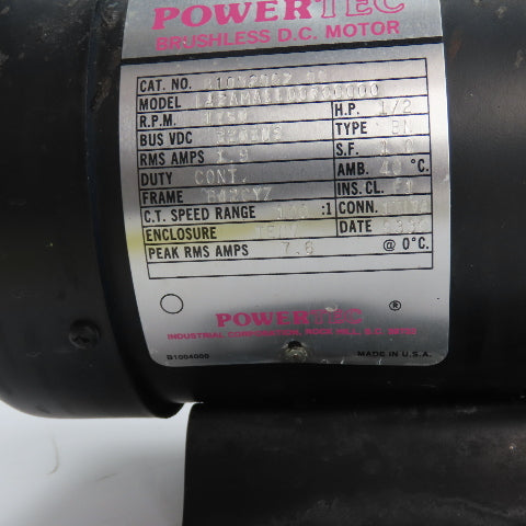 Powertec L42AMA1100700000 1/2HP Brushless DC Motor 1750RPM 320 VDC BUS