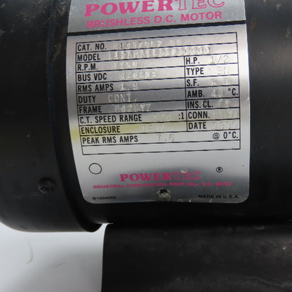 Powertec L42AMA1100700000 1/2HP Brushless DC Motor 1750RPM 320 VDC BUS
