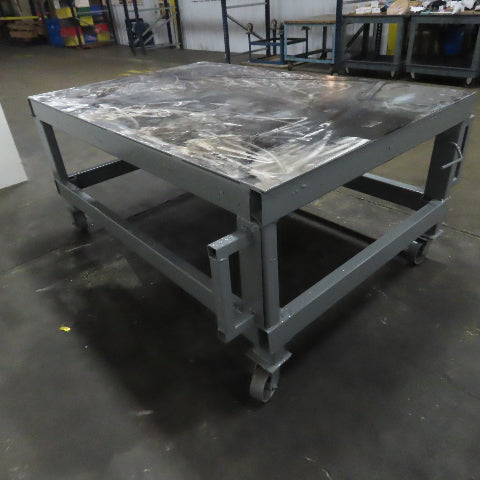 72" x 48" Steel Top Assembly Welding Fabrication Table 32-1/2" Tall W/ Casters