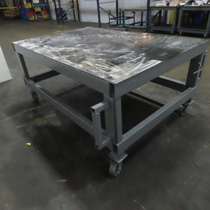 72" x 48" Steel Top Assembly Welding Fabrication Table 32-1/2" Tall W/ Casters
