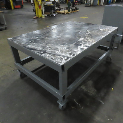 72" x 48" Steel Top Assembly Welding Fabrication Table 32-1/2" Tall W/ Casters