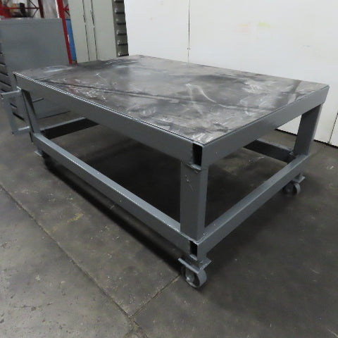 72" x 48" Steel Top Assembly Welding Fabrication Table 32-1/2" Tall W/ Casters