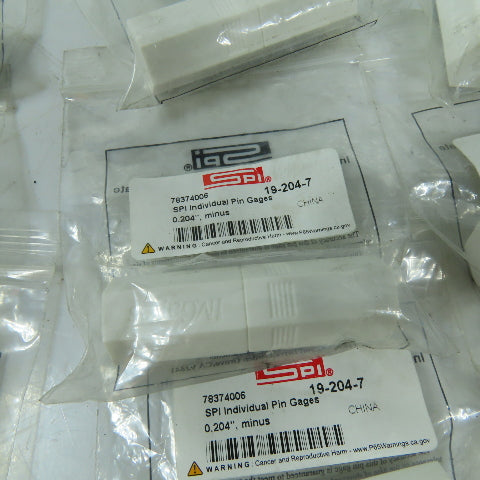 SPI 19-204-7 Class ZZ Individual Pin Gage .204"- Lot Of 10
