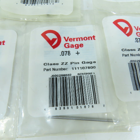 Vermont Gage 111107800 Class ZZ Individual Pin Gage .078"- Lot Of 8